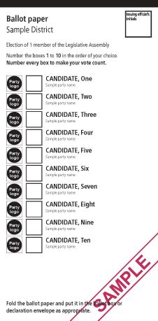 Ballot paper Easy vote sample lower house sm