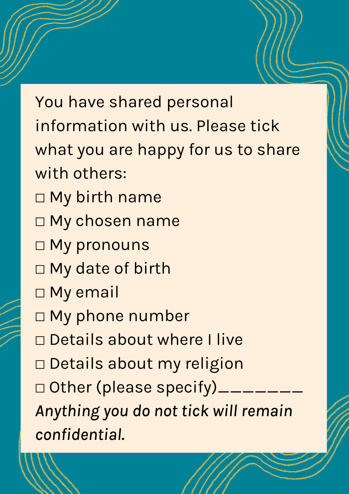 Consent form sharing your personal information