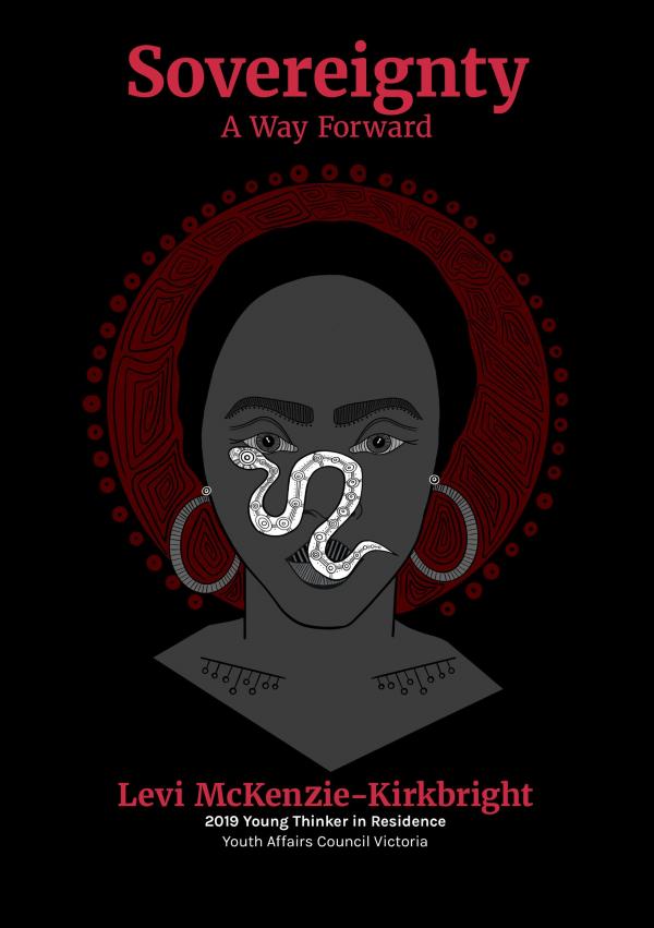 Front cover of Sovereignty: A Way Forward, artwork by Cheyenne Rain Travis
