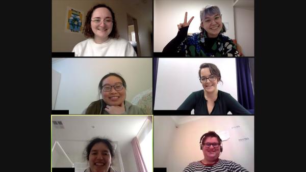 A screenshot of 6 people during a COVID-19 Working Group meeting.